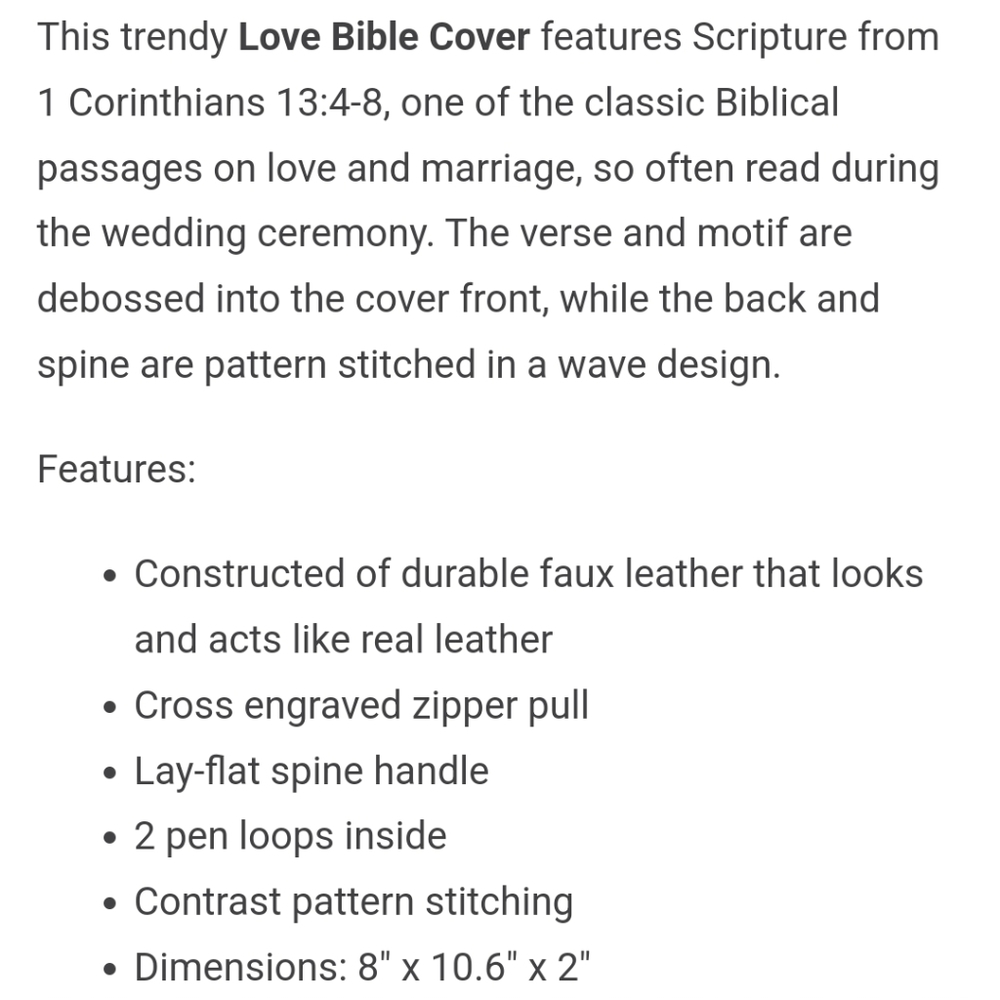 Christian Art Gifts Love Bible Cover - Picture 5 of 11